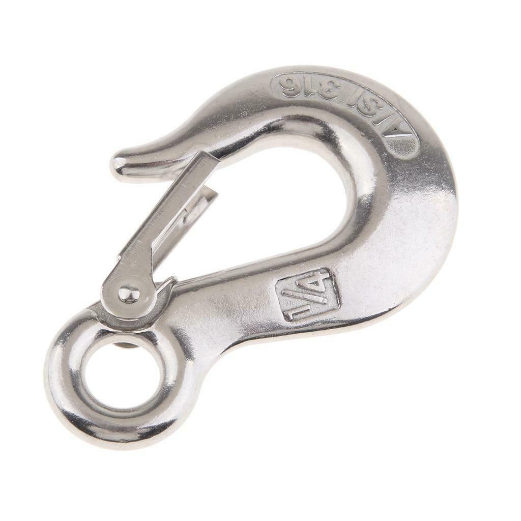 2pcs Rustproof 1/4 Clevis Slip Hook With Latch - Winch Safety Chain Tow